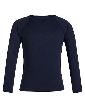 Kids' Icebreaker Merino 200 Oasis Crewe Thermal Top Long Sleeve Midnight Navy | CA 1004MQZA